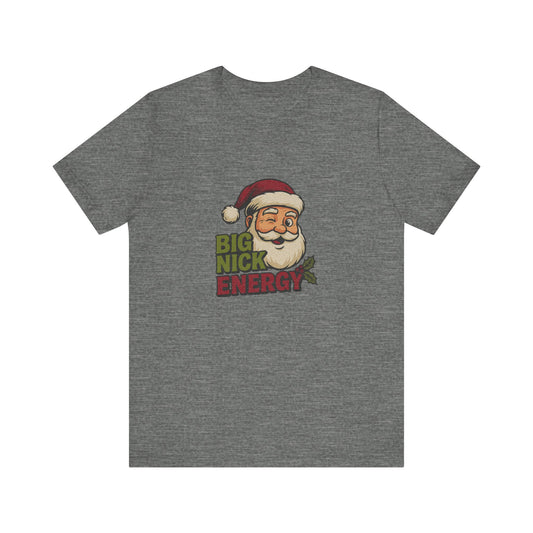 Big Nick Energy — Retro Santa Christmas Tee (Light)