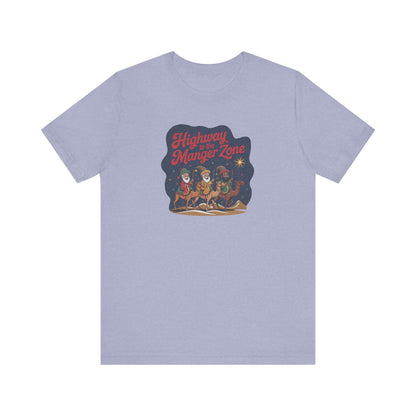 Highway to the Manger Zone — Top Gun Christmas Retro Tee (Light)