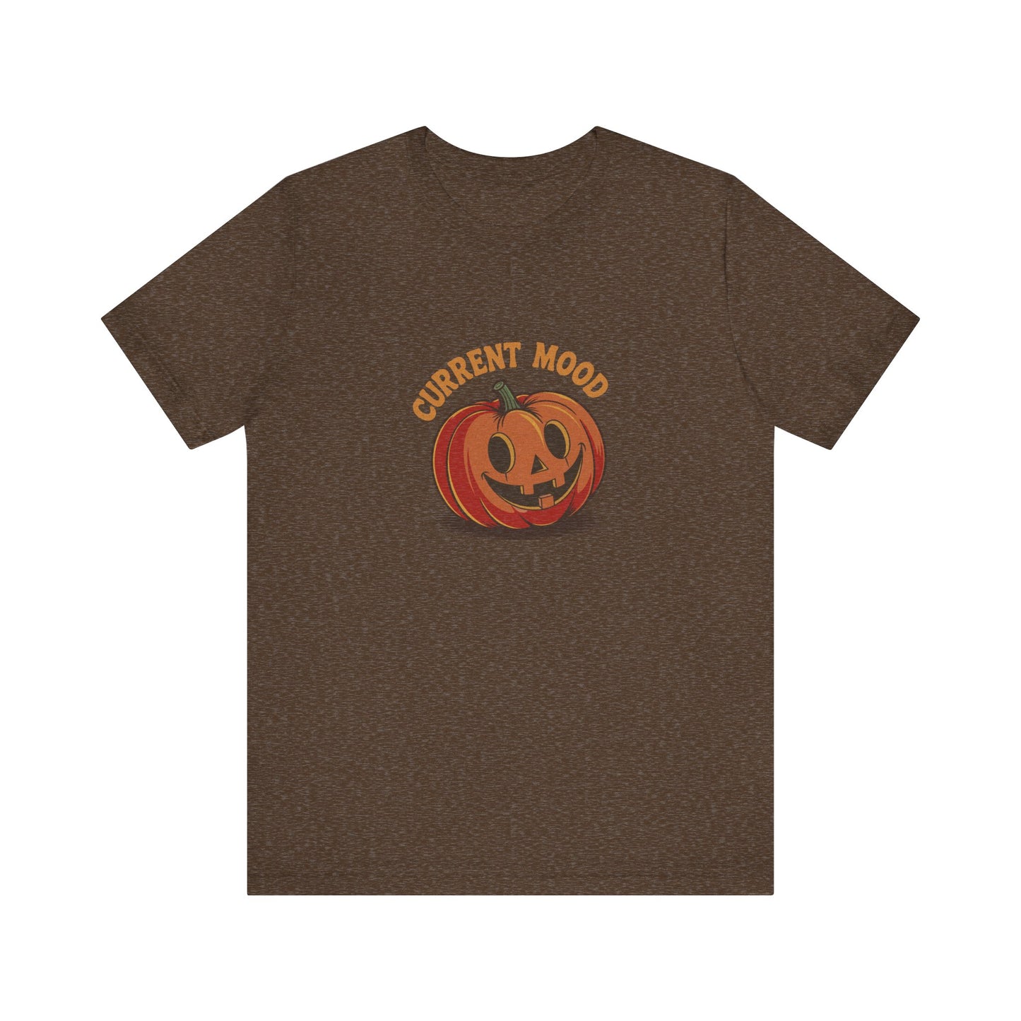 Current Mood (Cute Pumpkin) — Retro Halloween Tee (Dark)