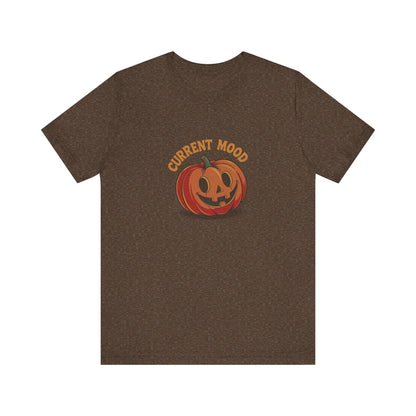 Current Mood (Cute Pumpkin) — Retro Halloween Tee (Dark)