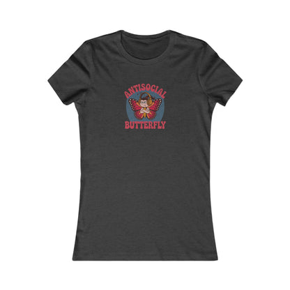 Antisocial Butterfly (Female) — Retro Workout Women's Tee (Dark)
