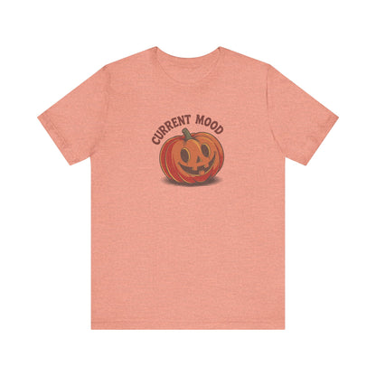 Current Mood (Cute Pumpkin) — Retro Halloween Tee (Light)