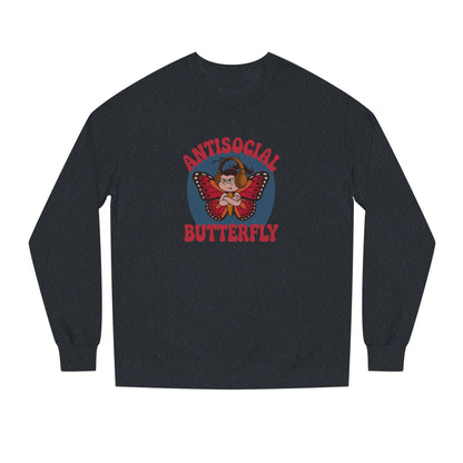Antisocial Butterfly (Female) — Retro Workout Sweatshirt (Dark)