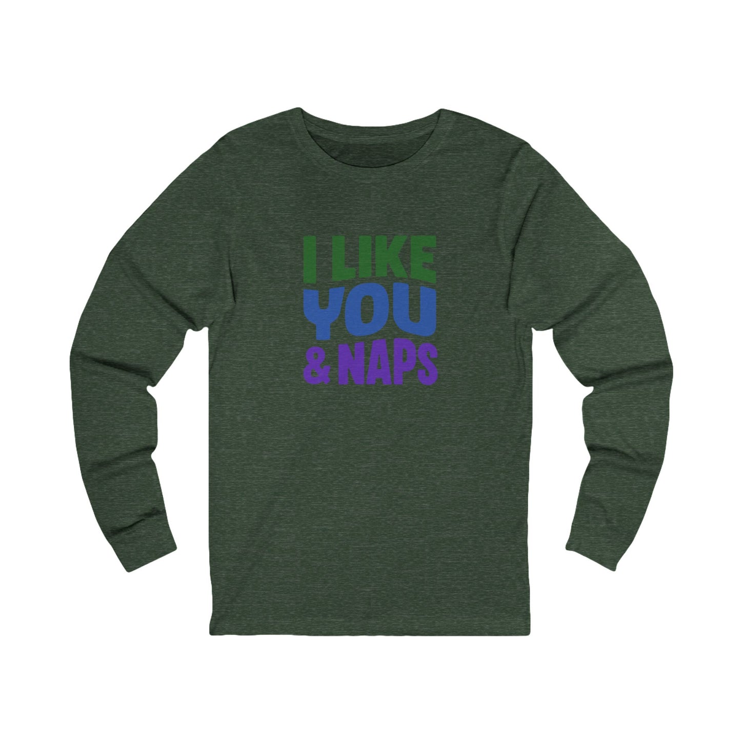 I Like You & Naps (Cool Gradient) — Retro Loungewear Long Sleeve (Dark)