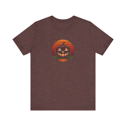 Retro Jack: Bold Grin — Halloween Sunset Tee (Dark)