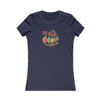 I Like Big Bulbs and I Cannot Lie — Christmas Lights Retro Women's Tee (Dark)