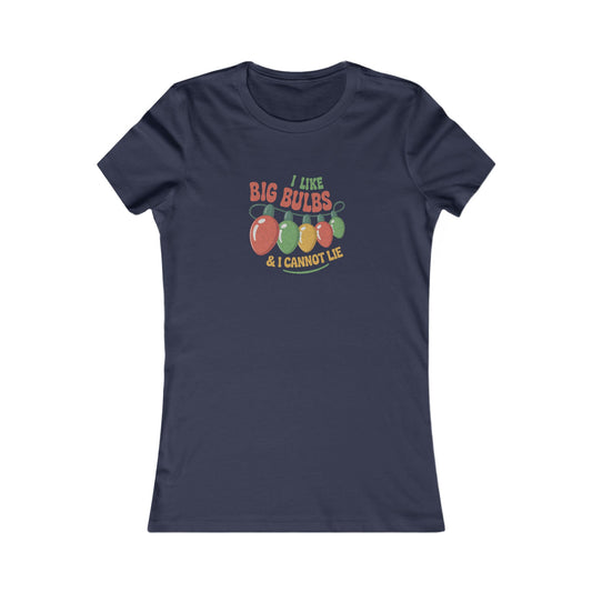 I Like Big Bulbs and I Cannot Lie — Christmas Lights Retro Women's Tee (Dark)