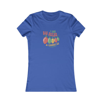 I Like Big Bulbs and I Cannot Lie — Christmas Lights Retro Women's Tee (Dark)