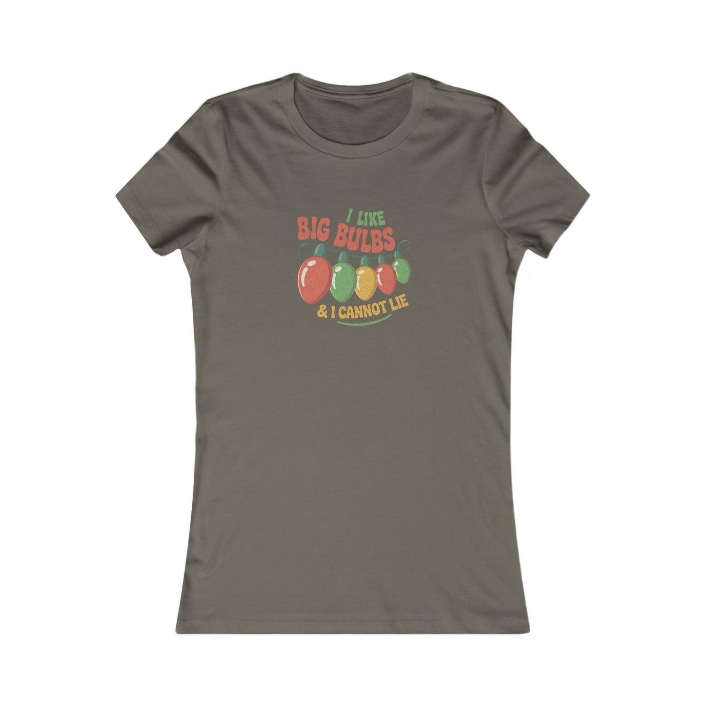 I Like Big Bulbs and I Cannot Lie — Christmas Lights Retro Women's Tee (Dark)