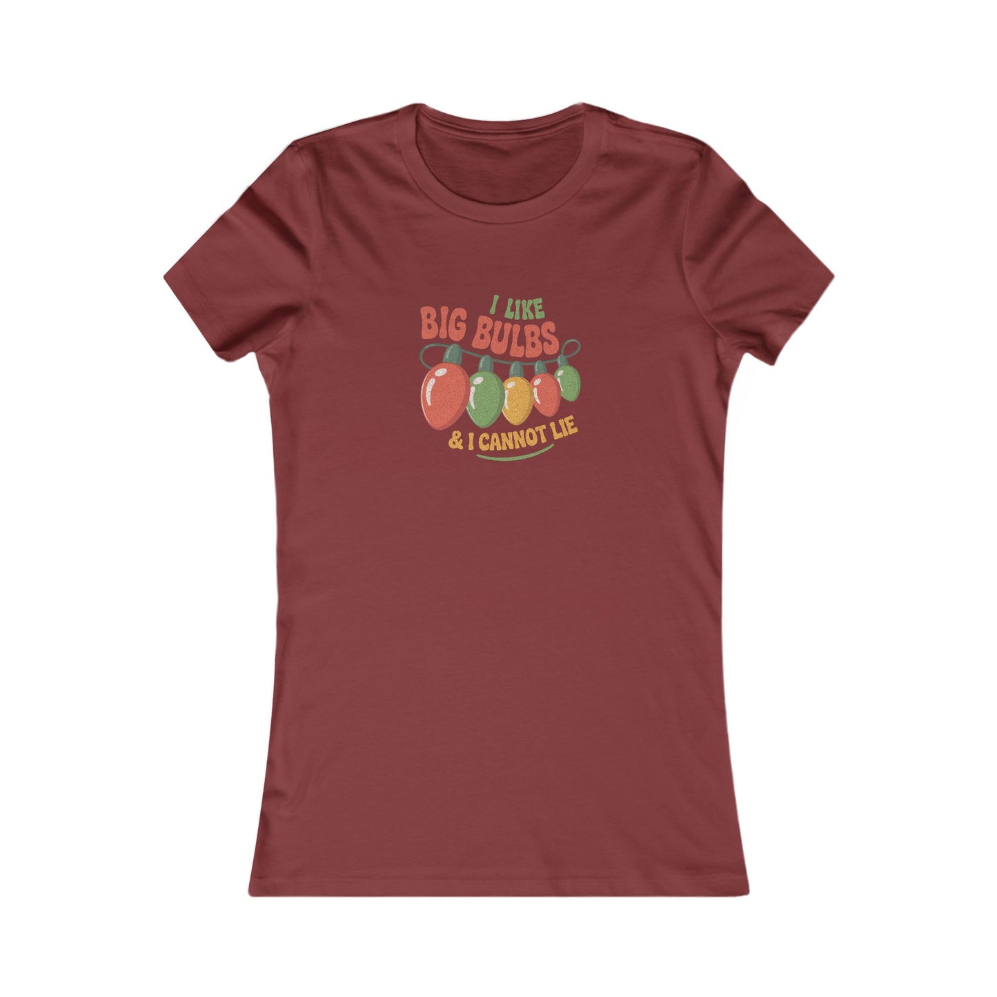 I Like Big Bulbs and I Cannot Lie — Christmas Lights Retro Women's Tee (Dark)
