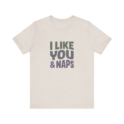I Like You & Naps (Cool Gradient) — Retro Loungewear Tee (Light)