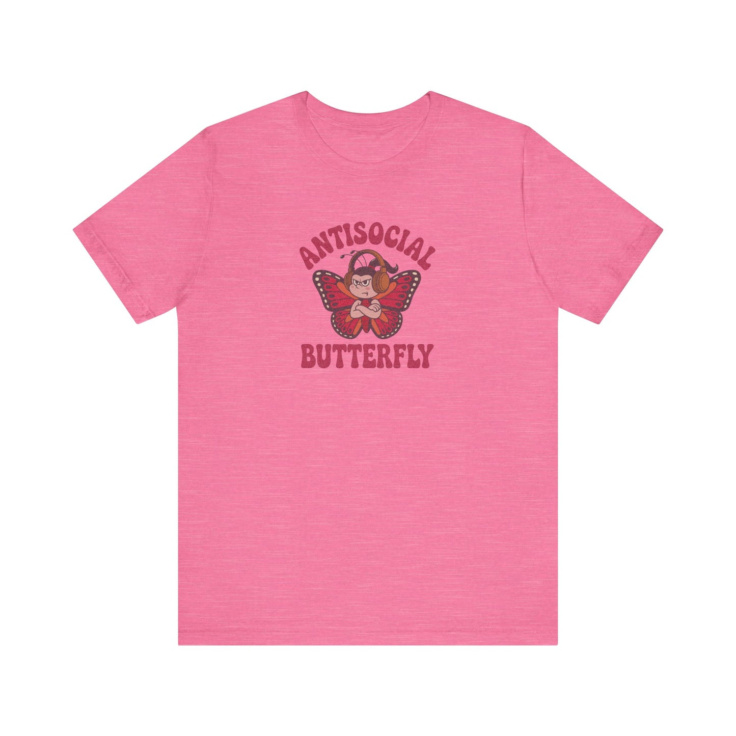 Antisocial Butterfly (Female) — Retro Workout Tee (Light)