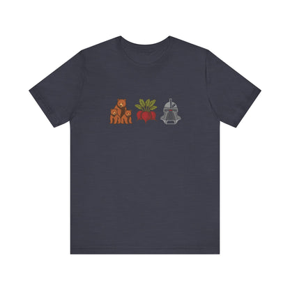 Bears, Beets, Battlestar (Icons) — Retro Tee (Dark)