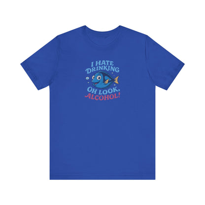 I Hate Drinking (Oh Look, Alcohol!) — Forgetful Fish Retro Tee (Dark)