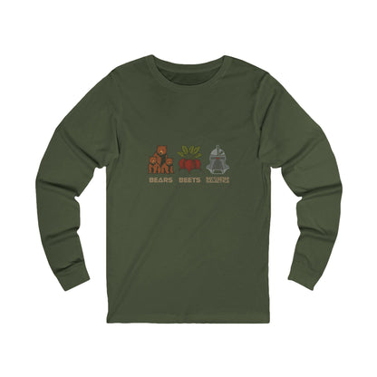 Bears, Beets, Battlestar (Captions) — Retro Long Sleeve (Dark)