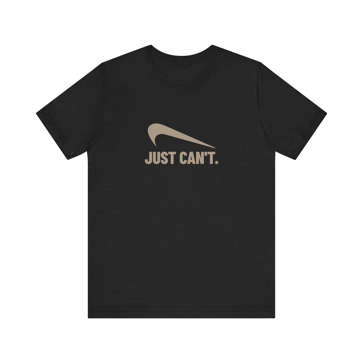 Just Can’t Athletic Parody — Retro Workout Tee (Dark)