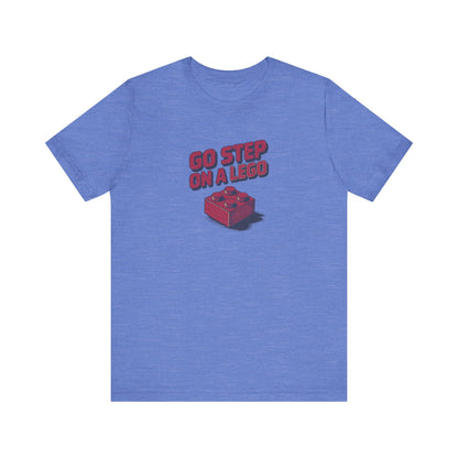 Go Step on a LEGO — Red Plastic Brick Retro Tee (Light)