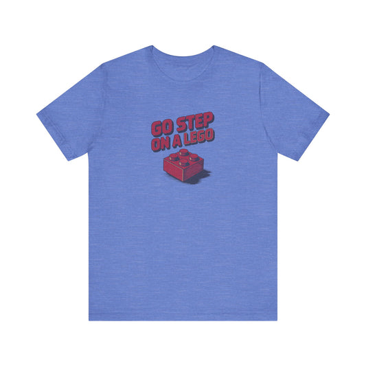 Go Step on a LEGO — Red Plastic Brick Retro Tee (Light)