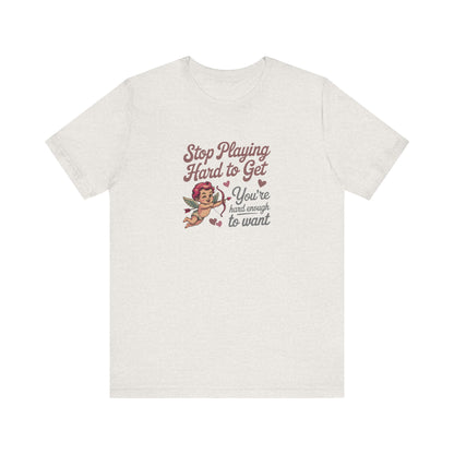 Stop Playing Hard to Get — Retro Cupid Tee (Light)
