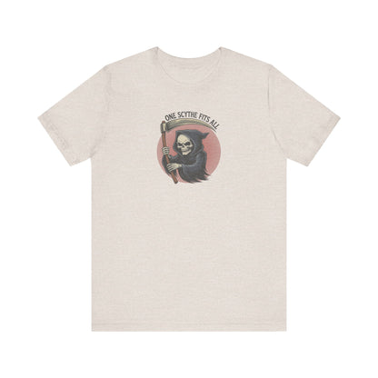 One Scythe Fits All — Grim Reaper Retro Tee (Light)