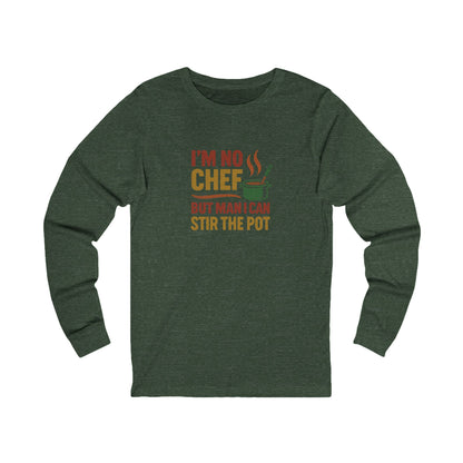 I'm No Chef, But Man I Stir the Pot — Retro Long Sleeve (Dark)