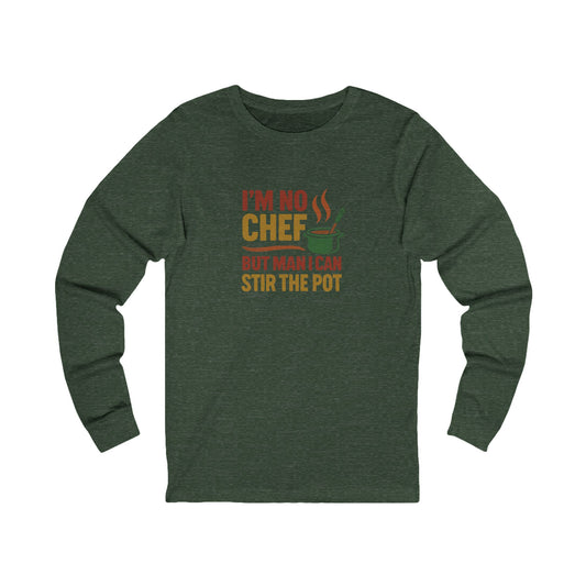 I'm No Chef, But Man I Stir the Pot — Retro Long Sleeve (Dark)