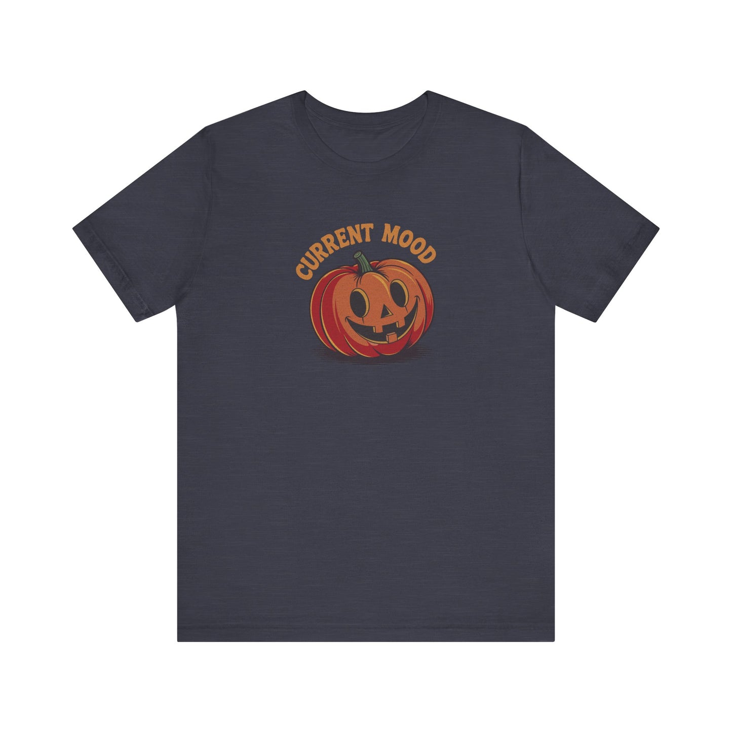 Current Mood (Cute Pumpkin) — Retro Halloween Tee (Dark)