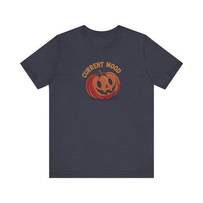 Current Mood (Cute Pumpkin) — Retro Halloween Tee (Dark)