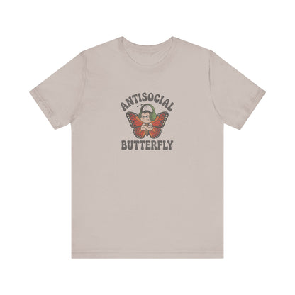 Antisocial Butterfly (Male) — Retro Workout Tee (Light)