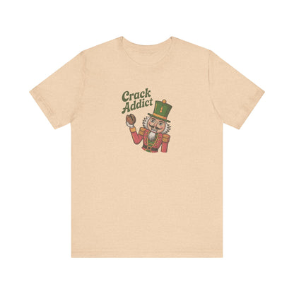 Crack Addict Nutcracker — Vintage Christmas Retro Tee (Light)