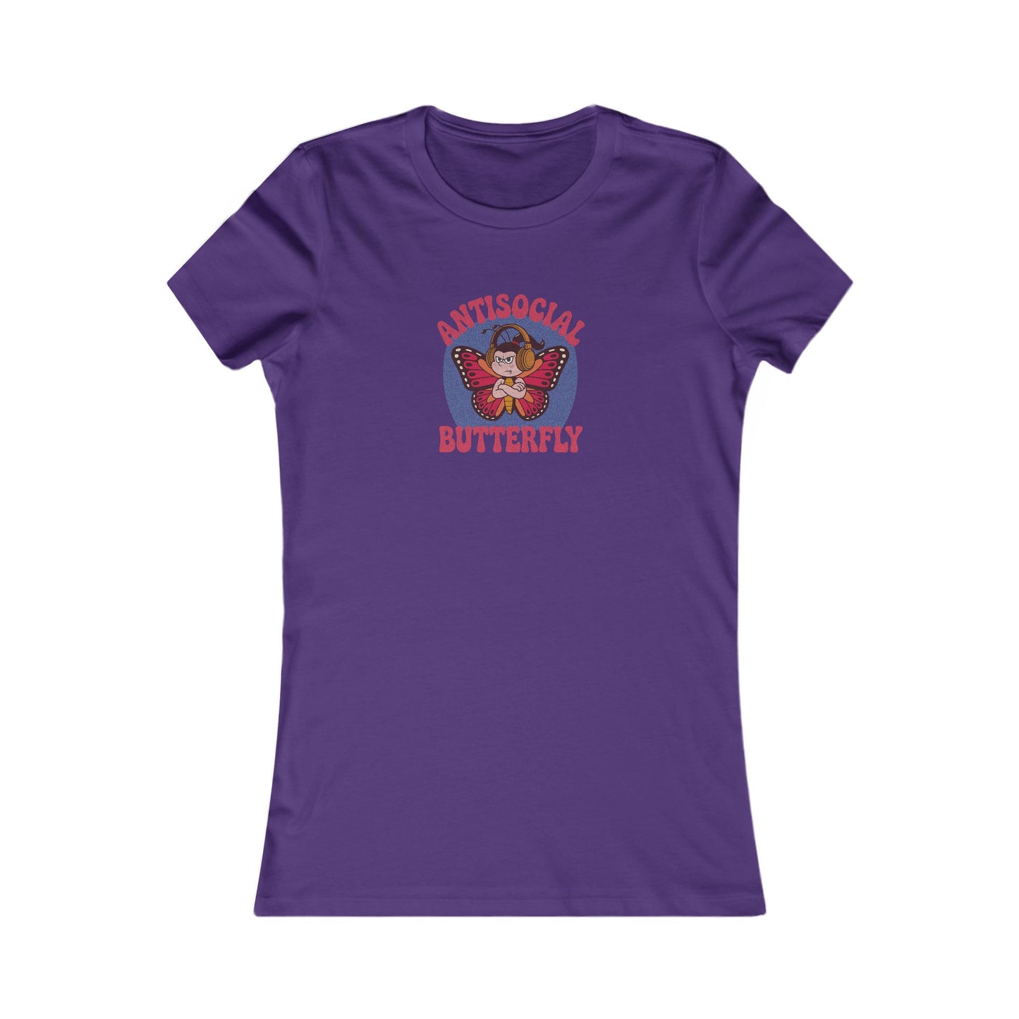 Antisocial Butterfly (Female) — Retro Workout Women's Tee (Dark)