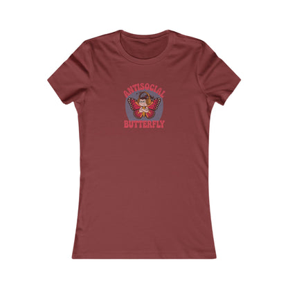 Antisocial Butterfly (Female) — Retro Workout Women's Tee (Dark)