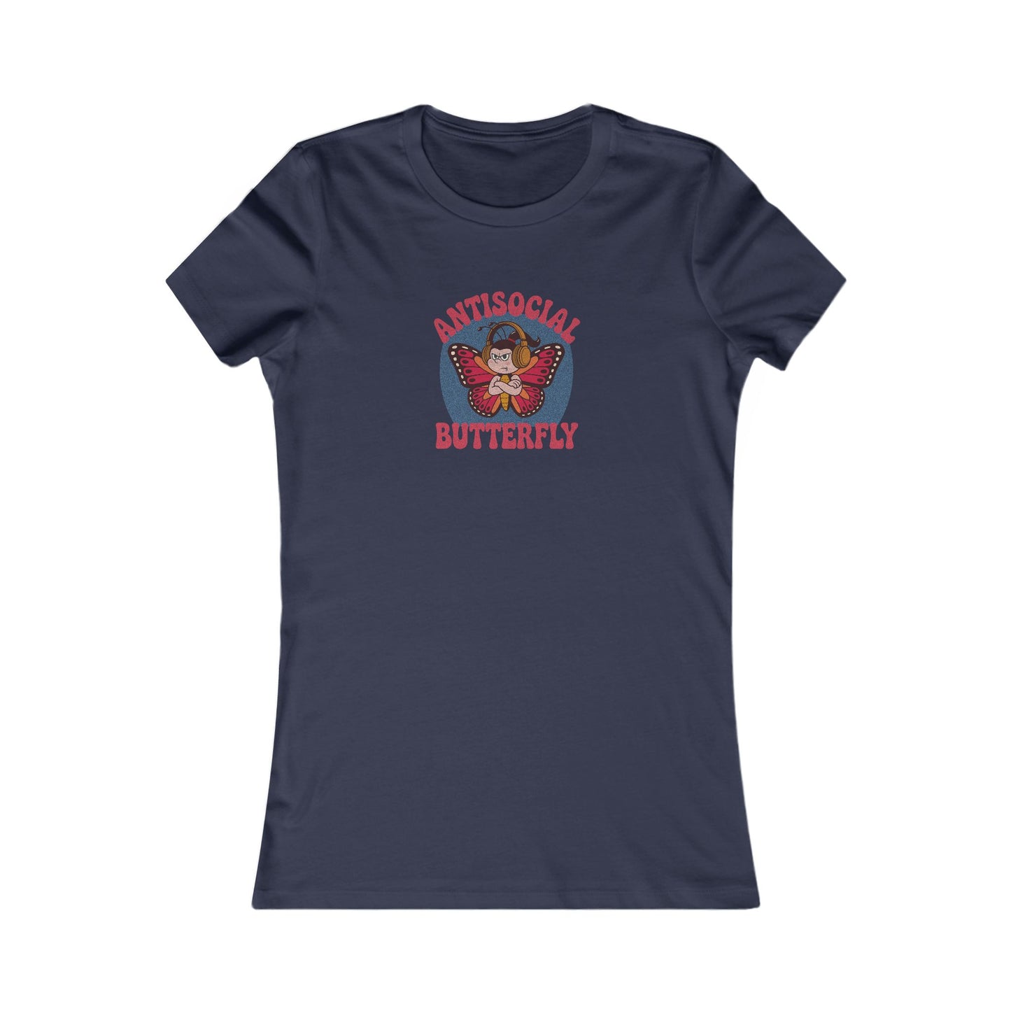 Antisocial Butterfly (Female) — Retro Workout Women's Tee (Dark)