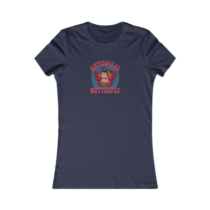 Antisocial Butterfly (Female) — Retro Workout Women's Tee (Dark)