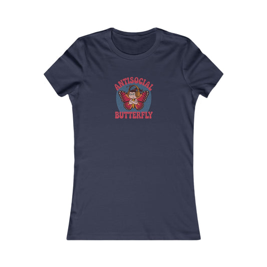 Antisocial Butterfly (Female) — Retro Workout Women's Tee (Dark)