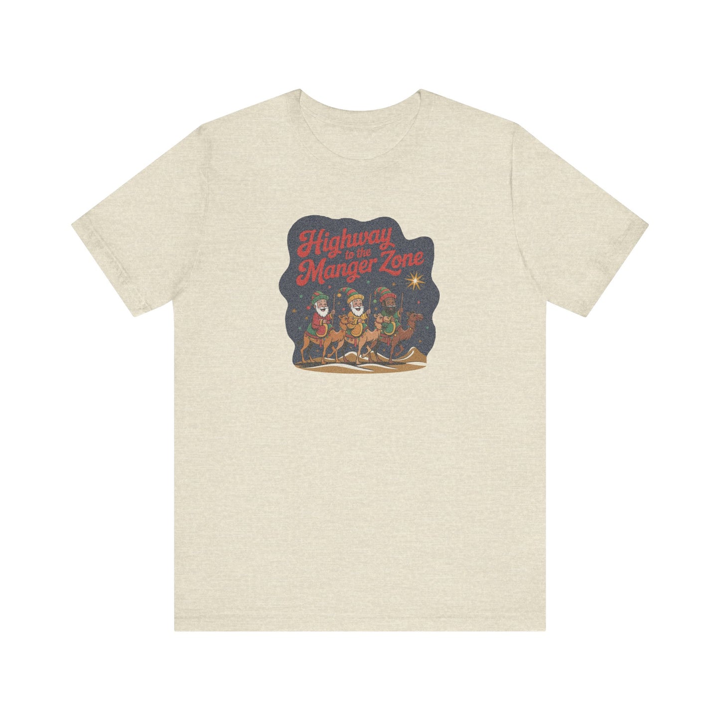 Highway to the Manger Zone — Top Gun Christmas Retro Tee (Light)