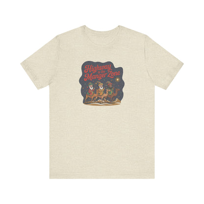 Highway to the Manger Zone — Top Gun Christmas Retro Tee (Light)
