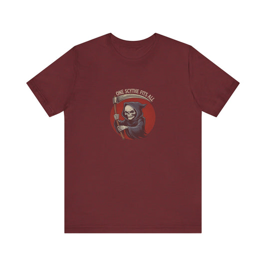 One Scythe Fits All — Grim Reaper Retro Tee (Dark)