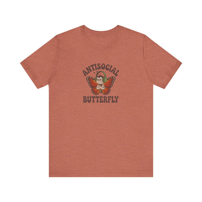 Antisocial Butterfly (Male) — Retro Workout Tee (Light)