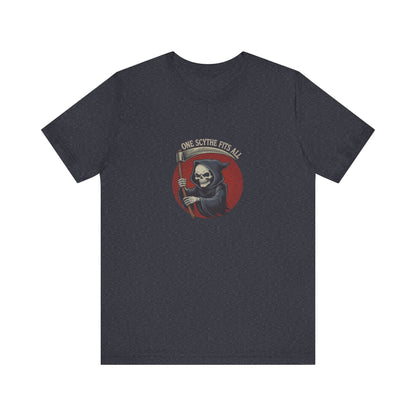 One Scythe Fits All — Grim Reaper Retro Tee (Dark)