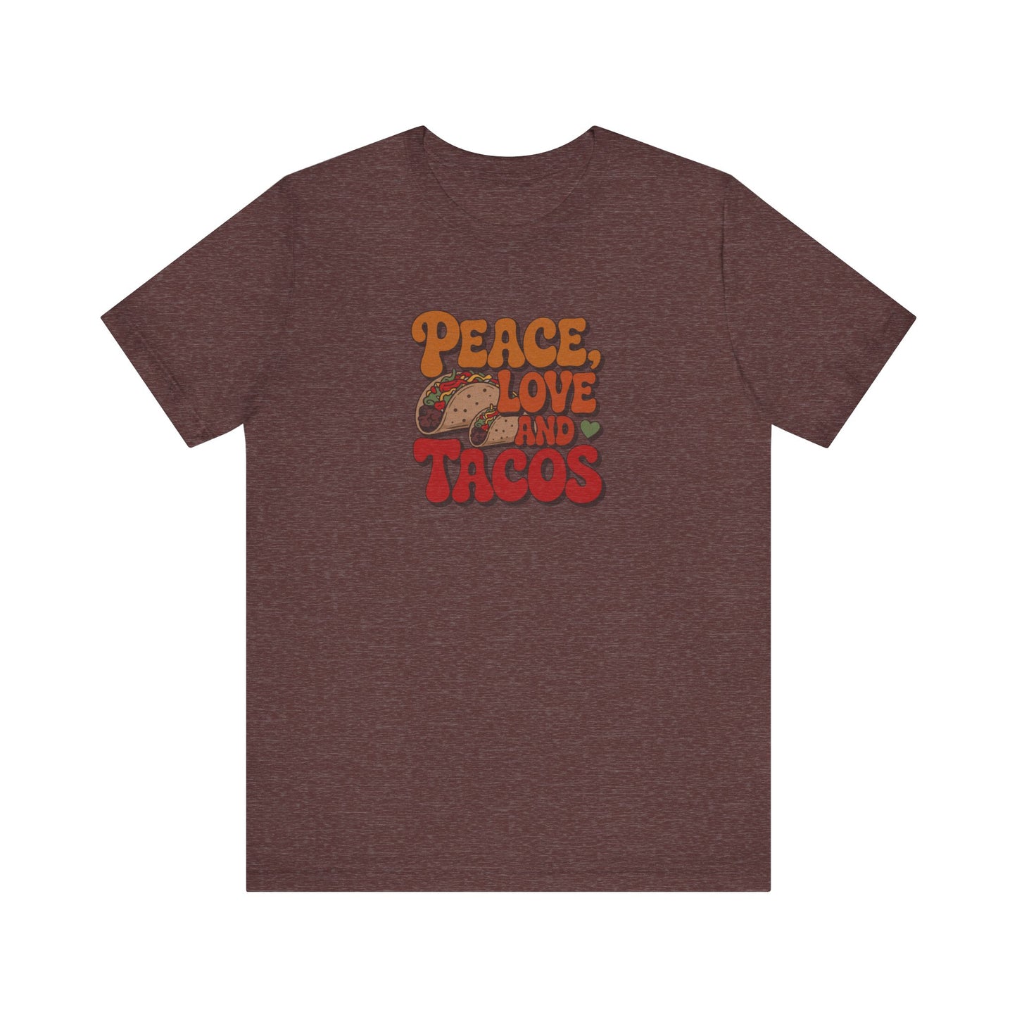 Peace, Love, and Tacos — Retro Foodie Tee (Dark)
