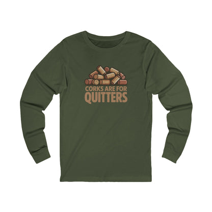 Corks Are For Quitters – Wine Lover Retro Long Sleeve (Dark)