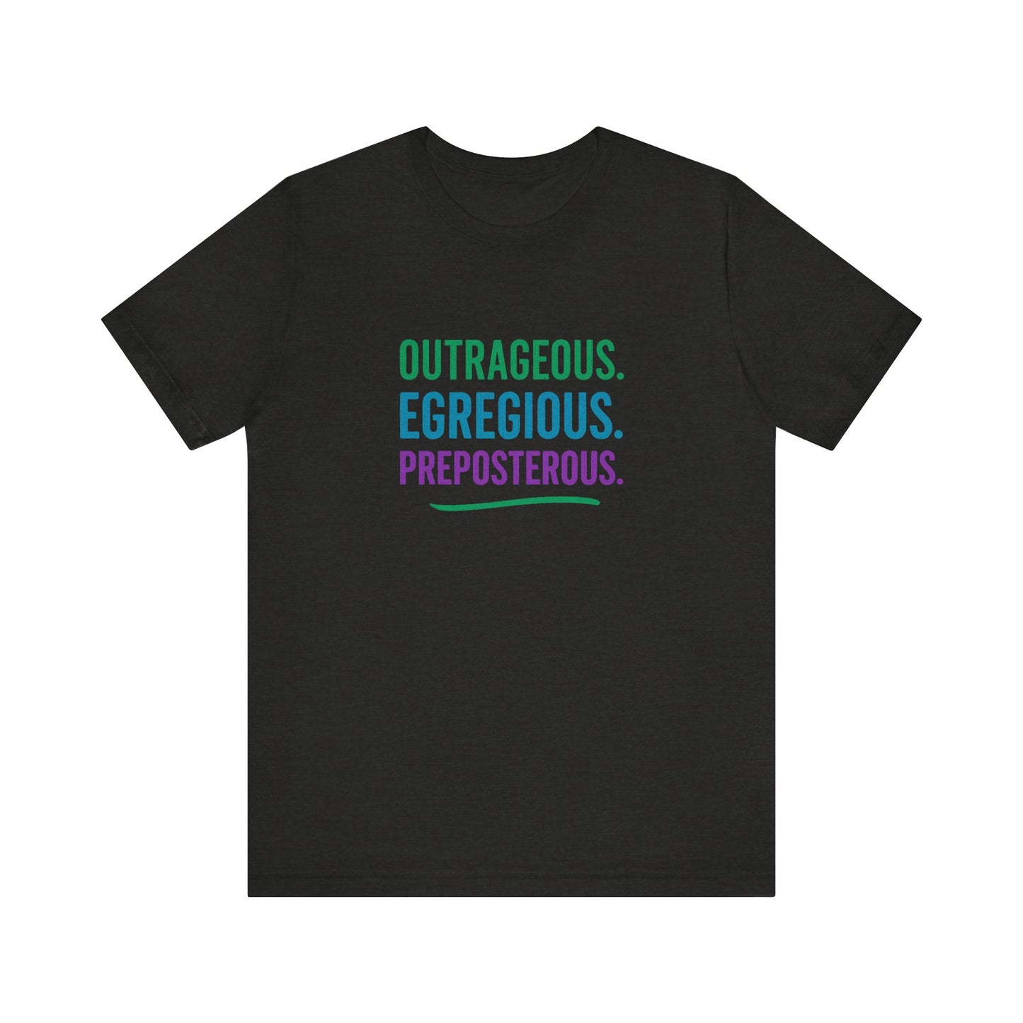 Outrageous Egregious Preposterous (Cool Gradient) — Seinfeld Retro Tee (Dark)