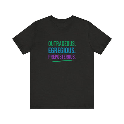 Outrageous Egregious Preposterous (Cool Gradient) — Seinfeld Retro Tee (Dark)