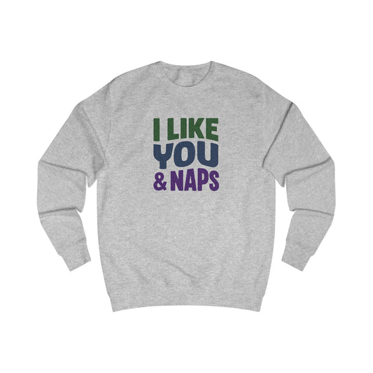 I Like You & Naps (Cool Gradient) — Retro Loungewear Sweatshirt (Light)