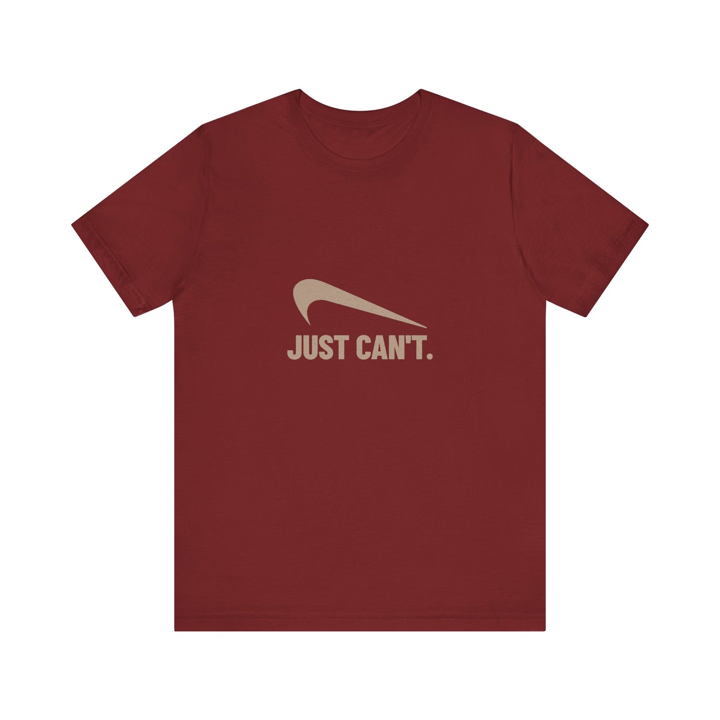 Just Can’t Athletic Parody — Retro Workout Tee (Dark)
