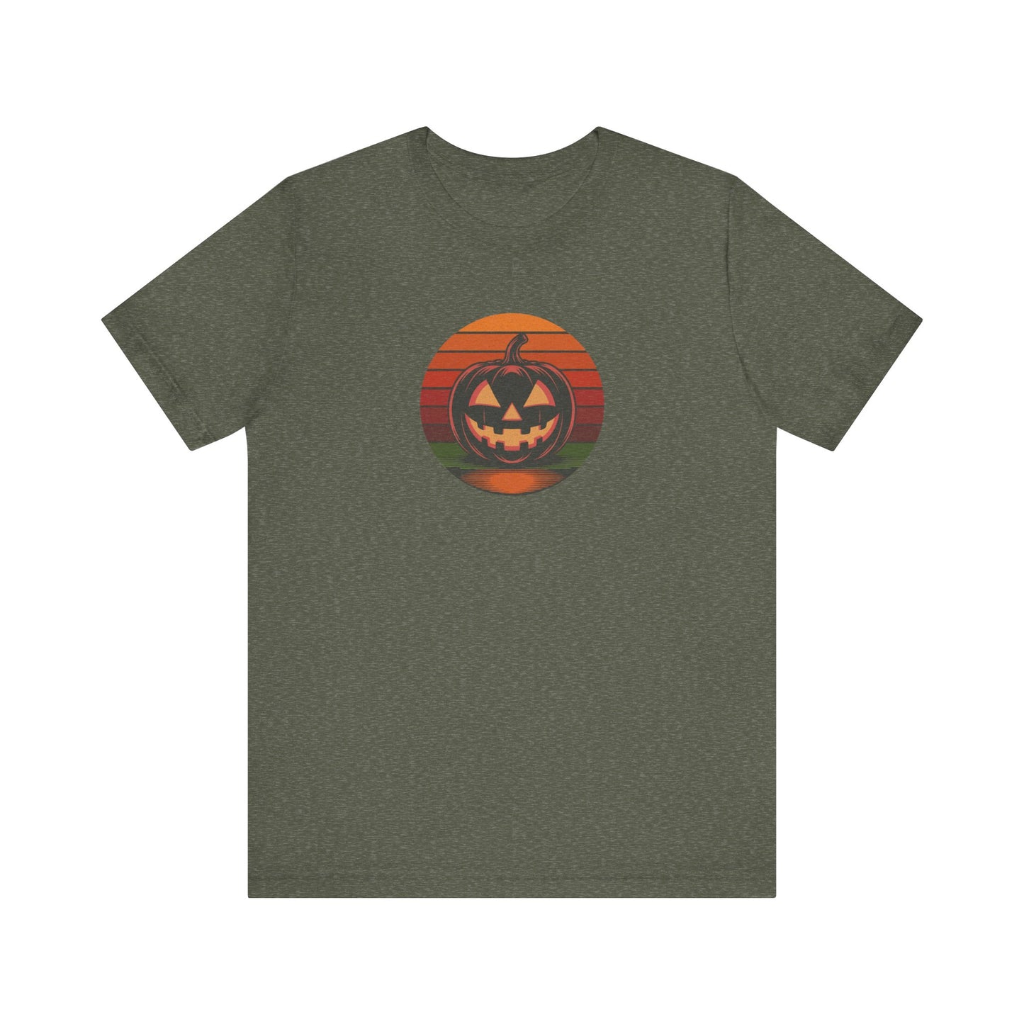 Retro Jack: Bold Grin — Halloween Sunset Tee (Dark)