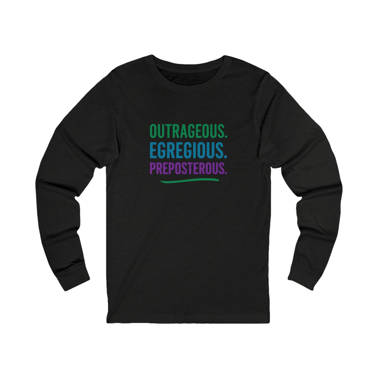 Outrageous Egregious Preposterous (Cool Gradient) — Seinfeld Retro Long Sleeve (Dark)