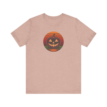 Retro Jack: Bold Grin — Halloween Sunset Tee (Light)