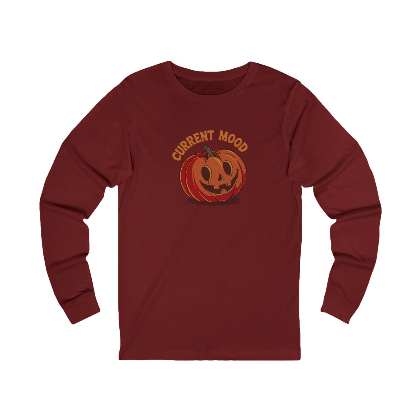 Current Mood (Cute Pumpkin) — Retro Halloween Long Sleeve (Dark)